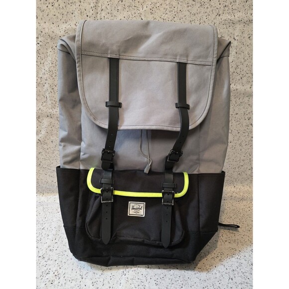 Herschel Retreat Pro Backpack 22L Black Gray Neon Yellow Trim Commuter Pack